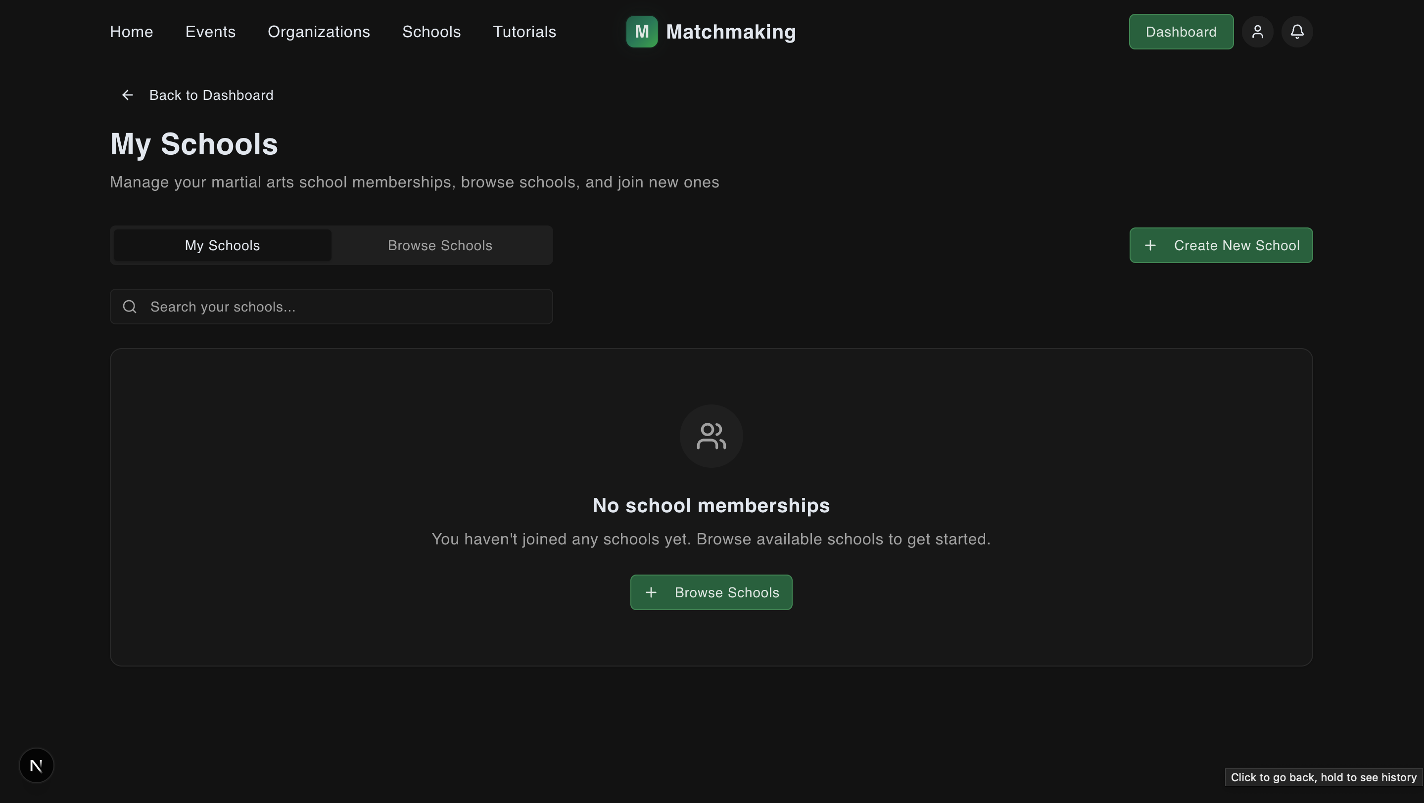 Create school button