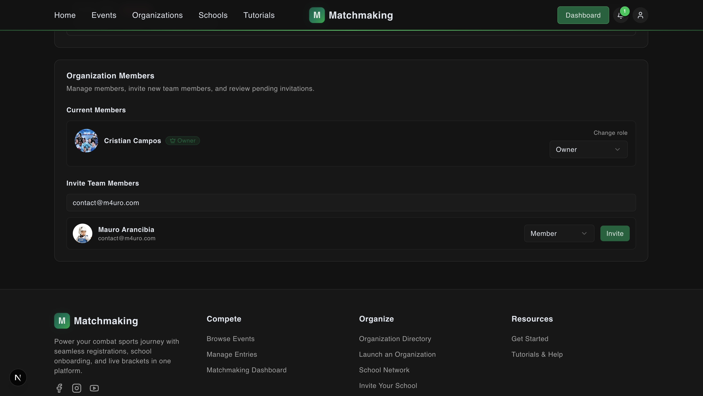 Search users interface